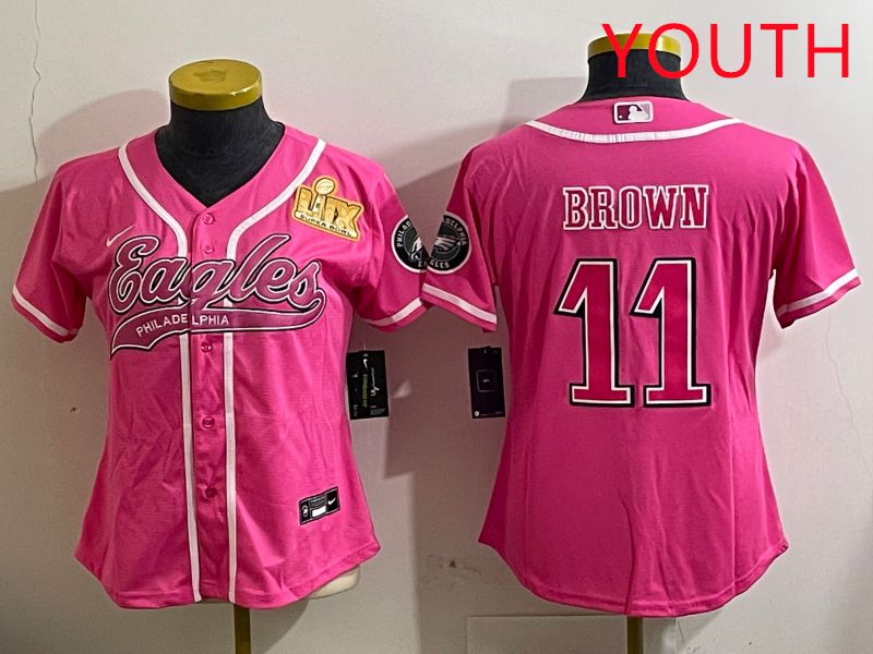 Youth Philadelphia Eagles 11 Brown Pink Jointly Name 2025 Nike Limited NFL Jersey style 6